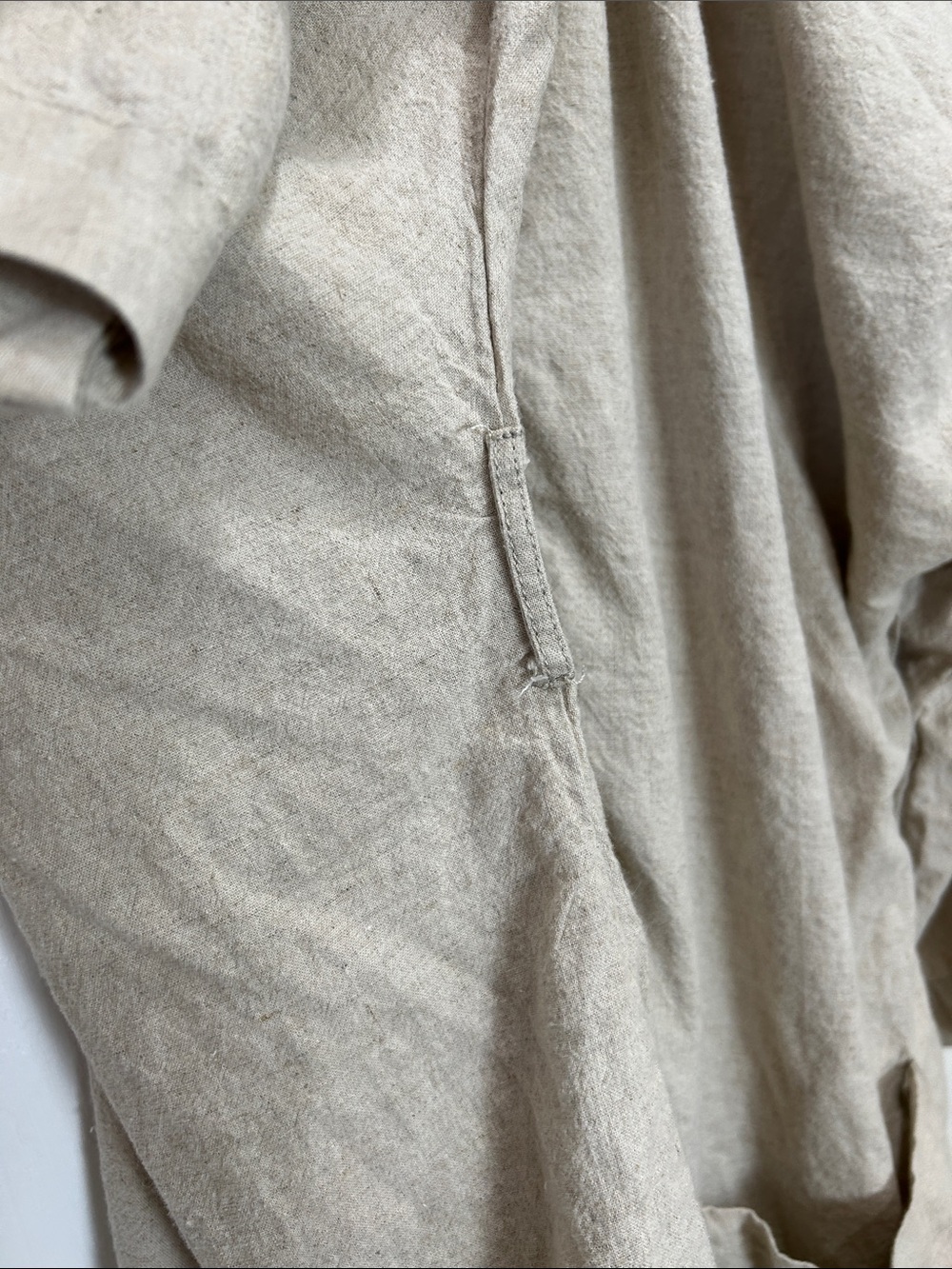 Free People Linen Blend Button Down Maxi Dress Duster Pockets Beige Large - Picture 12 of 12